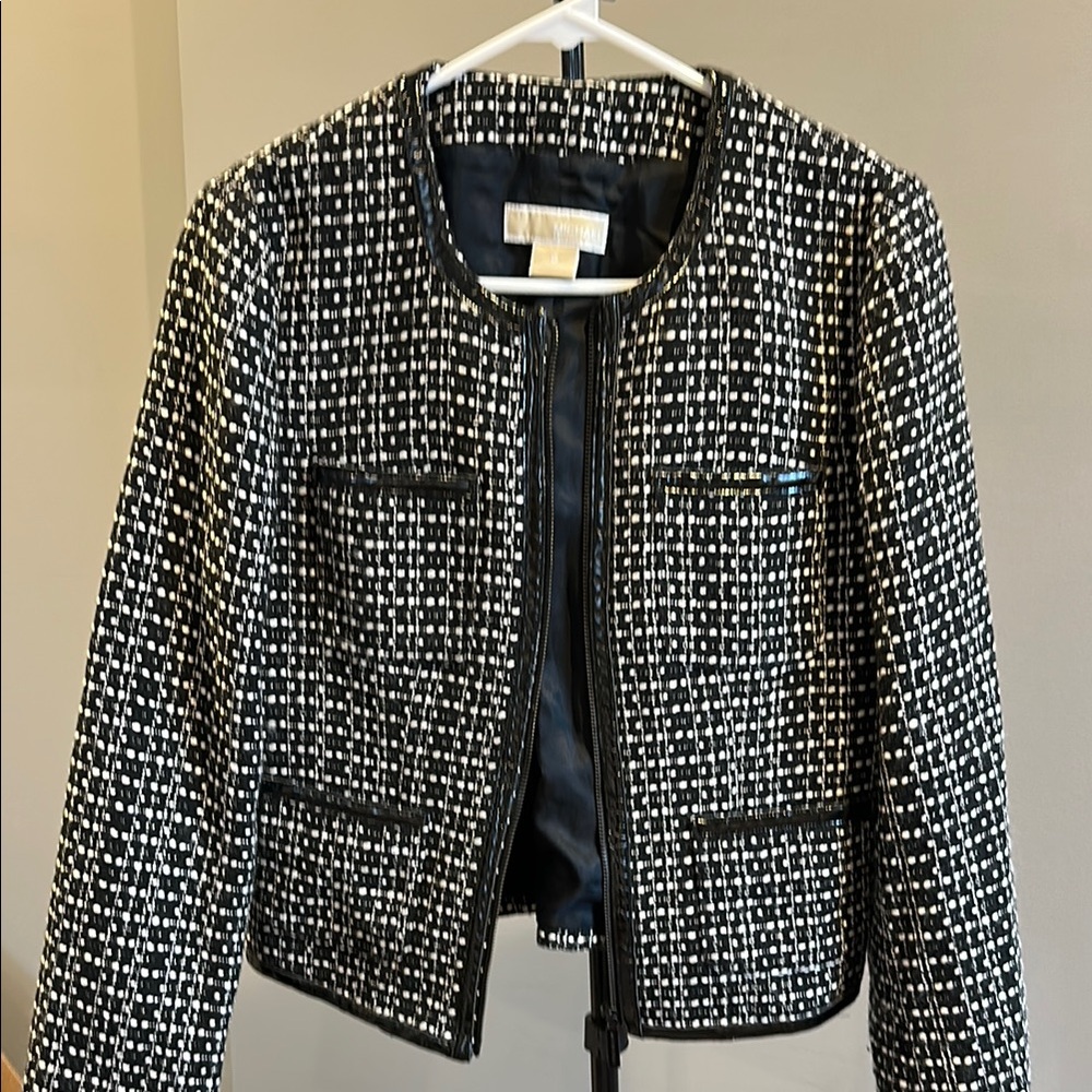 Micheal Kors Elegant Black and White Tweed Jacket